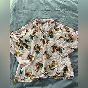 ASOS Wildlife Tiger Pink Button Down Shirt Size 2